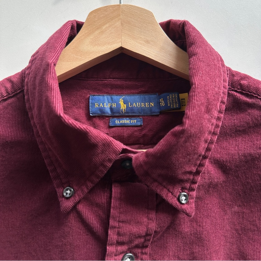 Ralph Lauren Classic Fit Burgundy Corduroy Button-Down Shirt